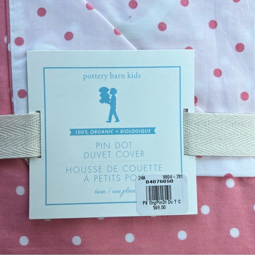 Pottery Barn Organic Pin Dot Duvet Cover Pink Twin - Picture 5 of 5